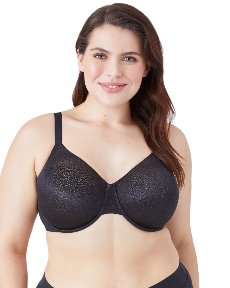 Front of a model wearing a size 32G Back Appeal® Underwire Bra in Black by Wacoal. | dia_product_style_image_id:304204